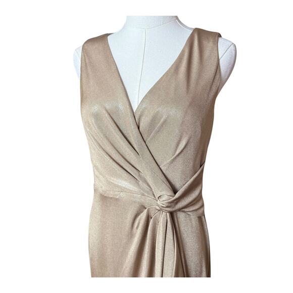 Ralph Lauren NEW Foil Print Jersey Cocktail Dress 4 Twist Front Accent Metallic - Picture 6 of 12